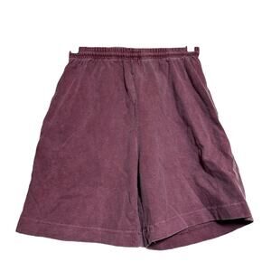 VTG Sansegal 90s Shorts 100% Cotton Ribbed Knit Drawstring Elastic Waist Plum S